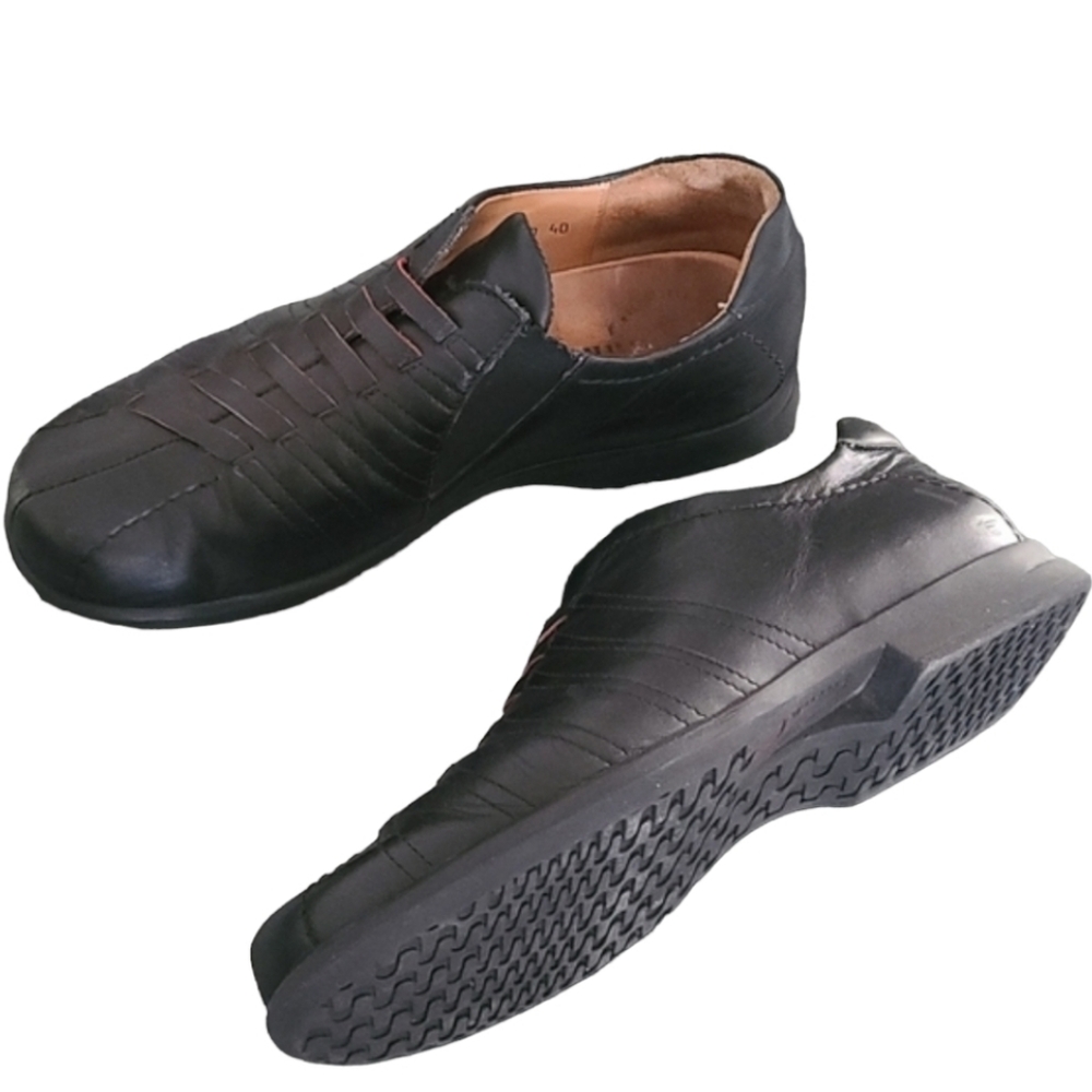 Y2K THINK Black Leather Slip-On Oxfords 40 9.5 10 Minimal Comfort Shoes Austria - Picture 7 of 16